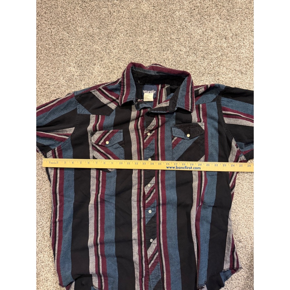 Wrangler Western Shirt Mens XXL Multicolor Striped Pearl Snap Long Sleeve Cotton - Picture 4 of 8